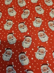 7 YARDS 16" SANTA CLAUS ST NICK CHRISTMAS SNOWBALLS COTTON FABRIC SEWING QUILT  - Picture 1 of 4
