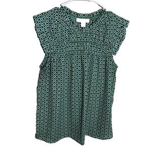 Monteau Bluse Damen groß grün Kurzarm Rüschen Boho Freizeit Oberteil - Bild 1 von 8