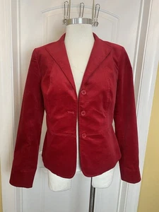 Talbots roter Samt Damen Blazer Gr. 6 klassischer Urlaubsstil Schößchen hinten - Bild 1 von 11