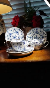 four royal bayreuth tettau blue cups and saucers mark is from 1986-1902 - Picture 1 of 2