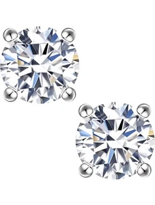 1.20Ct Round Cut Lab Created Moissanite Stud Earrings 14K White Gold Plate w GRA - Picture 1 of 19
