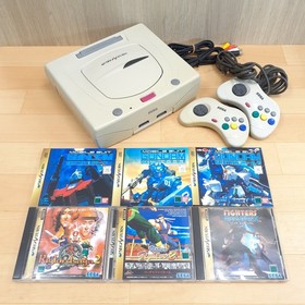Japanese Sega Saturn Console Bundle with 2 Controllers & 6 Games Gandam Tested