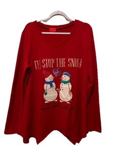 Joyland Red XL Ugly Christmas Sweater V Neck Snowman & Woman I’ll Stop The Snow - Picture 1 of 7