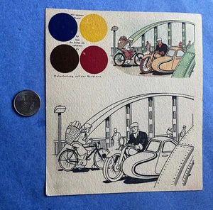 RARO 1930-1940 ALEMANIA MOTOCICLETAS COLOR POSTAL INUSUAL! - Imagen 1 de 2