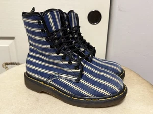 Vintage Dr. Martens for Vegetarian Shoes Denim Stripe Vegan Boots US 7 Rare! - Bild 1 von 8