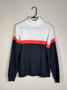 C By Bloomingdales Women's 2-Ply Cashmere Mock Sweater Size Small Colorblock - Picture 1 of 5