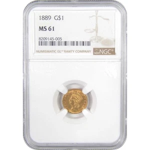1889 Indian Princess Head Dollar MS 61 NGC Gold $1 Coin SKU:I17354 - Picture 1 of 4