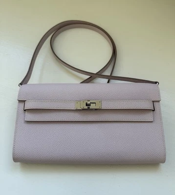Auténtica Cartera Hermes Kelly to Go Malva Pálida Epsom con Cadena Paladio HW Foto 1 de 4
