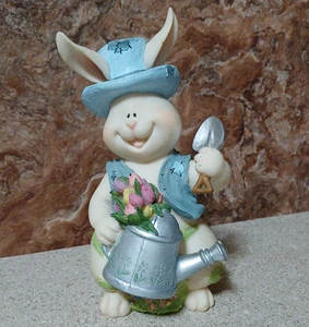 Home Interiors "It's Gardening Time" Resin Easter Bunny 2003 #11853  7"H - Picture 1 of 6