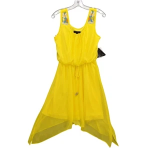 City Triangles Yellow Beaded Sleeveless Dress Small Summer Sz S NWT - Picture 1 of 9