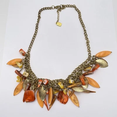 Collar babero Pono vintage cuentas tono dorado firmado Italia declaración joyería Foto 1 de 4