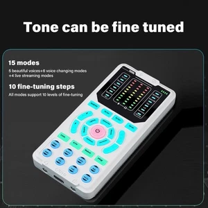 Real Time Voice Changer Sound Card Multiple Effects Adjustable LED Light - Afbeelding 1 van 10