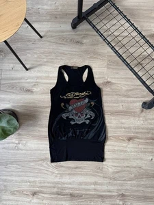 Vintage Y2K Ed Hardy Christian Audigier Skull Tattoo Long Tank Top Size L - Bild 1 von 7