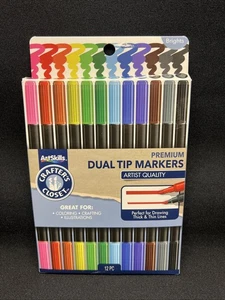 NEW Art Skills Premium Dual Tip Art Markers Artist Quality 12 Piece + FREE SHIP - Picture 1 of 3