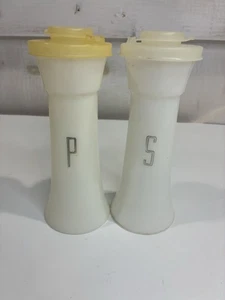 Tupperware Vintage 6.5” Tall Hourglass Salt/Pepper Shakers With Lids - Picture 1 of 20