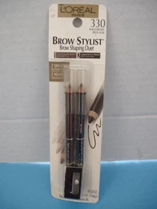  L'OREAL Brow Stylist Shaping Duet 330 Black Brown W/Sharpener New Worn Pack (Q) - Picture 1 of 2