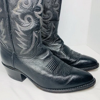 Botas de Vaquero Dan Post Negras 110 R Grano Guijarro Milwaukee De Colección Para Hombres Talla 7 D ¡BONITAS! Foto 1 de 4