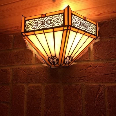 Tiffany Style Wall Light Handcrafted Stained Glass Uplighter Lamp Night Lamps UK - Image 1 of 4