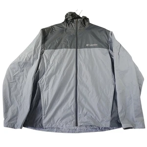 Columbia Regen Windbreaker Kapuze Herren Large grau durchgehender Reißverschluss leicht verstaubar - Bild 1 von 10