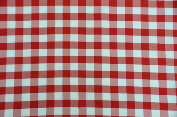 Polipopelín Cuadros Rojo 100% Poliéster Tela Picnic 60" Ancho Yarda Foto 1 de 1