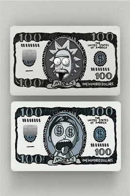Recubrimiento de tarjeta de crédito/pegatina de tarjeta de crédito Rick & Morty Dollar/cubierta de tarjeta de crédito de débito Foto 1 de 3