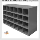 Steel Parts Bins Cabinet 24 Pigeonhole 12" Deep Compartments  Fittings Garage