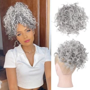 Drawstring Elasticity Big Wig Piece Women Wave Pull Rope Messy Bun Synthetic - Picture 1 of 22
