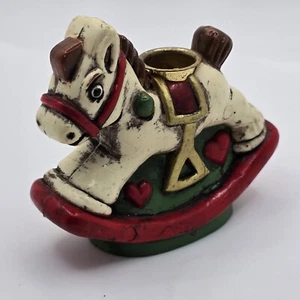 Vintage Christmas Candle Holder Rocking Horse Small Taper - Picture 1 of 12