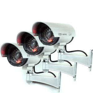 3 Pack IR Bullet Fake Dummy Surveillance Security Camera CCTV & Record Light - Picture 1 of 6