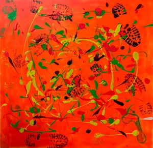 Large very colourful Abstract Jackson Pollock style  painting On Canvas  - Picture 1 of 6