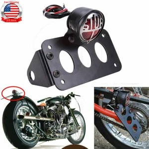 Motorcycle Side Mount Tail Light License Plate Bracket For Harley Chopper Bobber - Picture 1 of 12