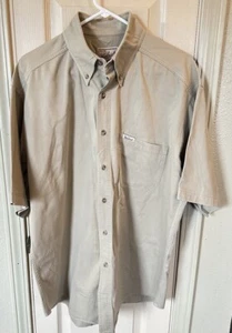 Woolrich Mens Lg Beige Full Button Short Sleeve Outdoor Shirt - Picture 1 of 4