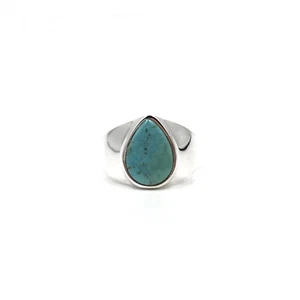 moderner 925 Silber Ring Türkis glatte Platte Bandring Herren Schmuck RW 61 - Picture 1 of 13