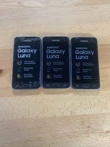 Lot of 3 Samsung Galaxy J1 Luna SM-S120VL - Black TracFone Android Smartphone