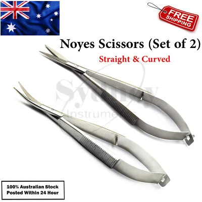 Micro Tijeras Quirúrgicas Dentales Castroviejo Noyes Laboratorio de Acción de Primavera Oftálmica Foto 1 de 3