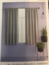 Room Essentials 42x63” Gray 1 Panel Room Darkening Curtain Rod Pocket Open Box