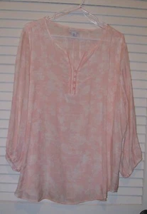 LIZ CLAIBORNE WHITE ON PINK PEASANT BLOUSE XXL NWT - Picture 1 of 1