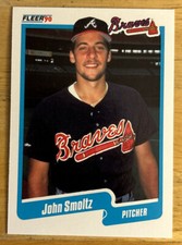 1990 Fleer John Smoltz Baseball Card #595 Braves HOF Pitcher (Second Year) NM