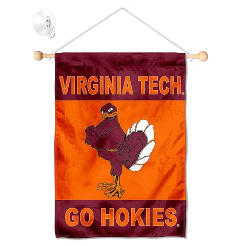 Virginia Tech Hokies Hokie Banner Window Hanging with Suction Cup Cover