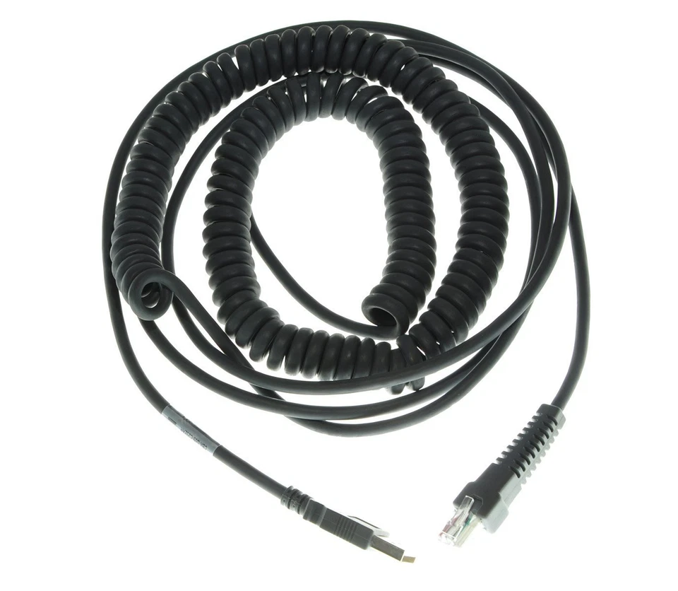 23FT USB Laser Barcode Scanner Coiled Cable for Symbol LS2208 / CBA-U09-C23ZAR - Image 1 of 1