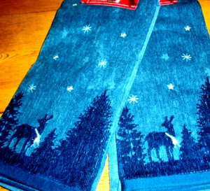 Deer Bathroom Hand Towels Set of 2 Farmhouse Rustic Log Cabin Wildlife Decor New - Picture 1 of 11