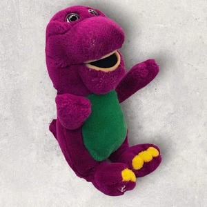 Bambola di peluche vintage Barney and Friends giocattolo 10" viola dinosauro gioco TV prescolare - Foto 1 di 9