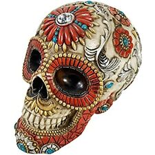 Urbalabs Day Of The Dead Dod Gothic Floral Red Flower Sugar Skull Decor Statue