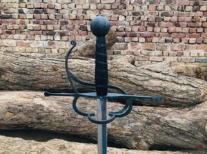 Custom Handmade Carbon Steel Medieval Standard Rapier Sword With Leather Sheath - Picture 1 of 23