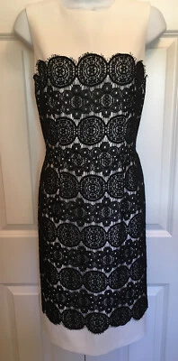 Anne Klein Fitted Pencil Dress Size 8 Ivory Black Lace Sleeveless  Elegant EUC! - Image 1 of 4