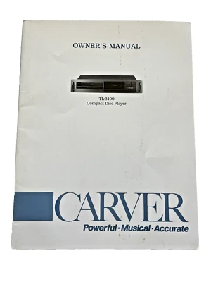 REPRODUCTOR DE DISCOS COMPACTOS CARVER ORIGINAL TL-3100 1989 MANUAL DEL PROPIETARIO D1332 Foto 1 de 4