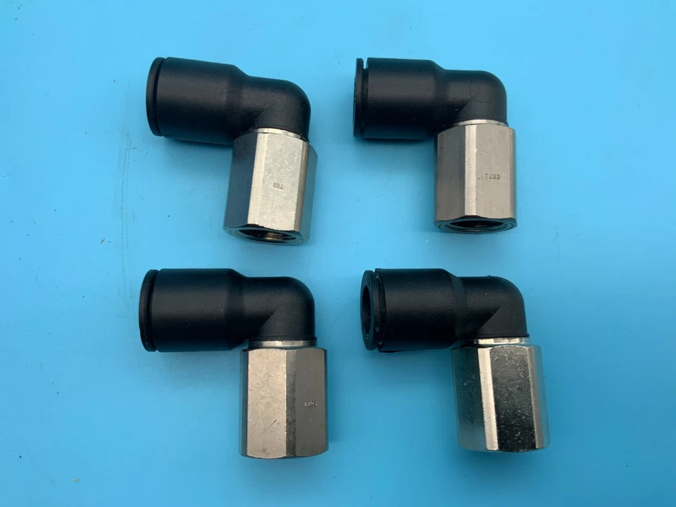 (4) Codo hembra Legris 1/2" x 3/8" NPT nailon/níquel latón empujar para conectar Foto 1 de 1