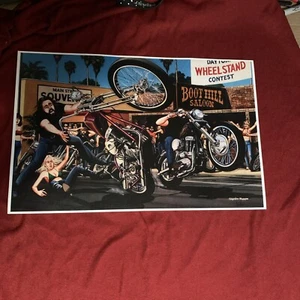 Wheel Stand Contest Easyriders Harley Davidson David Mann Poster Print - Picture 1 of 1