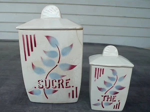 SERIE 2 ANCIENS POTS A EPICES EN CERAMIQUE DE ST AMAND - ART DECO - Imagen 1 de 1