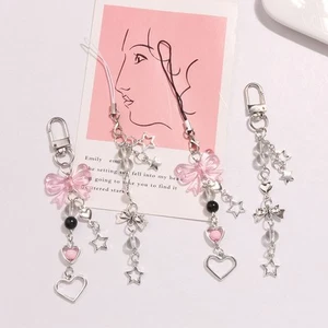 Phone Charm Bow Heart Star Keychain Pendant Kawaii Key Chain Bag Phone Chain* - Picture 1 of 14